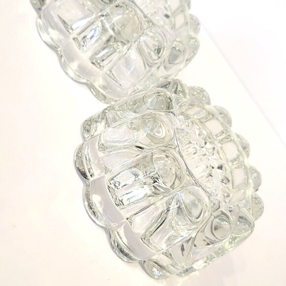 Vintage Bubble Glass Candle Holders Pair of Retro Candlesticks for Boho Tablesca - Picture 2 of 7